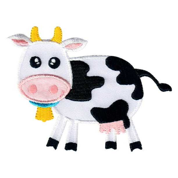 Black White COW Embroidery Iron-on Patch